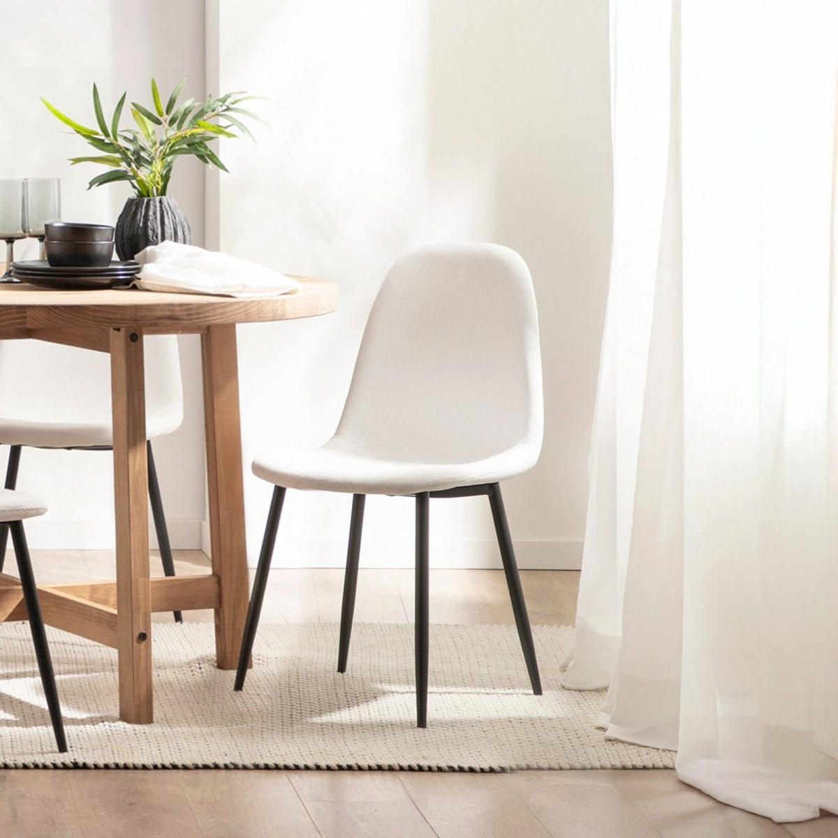 ESSZIMMERSTUHL Elia Weiß 44 cm x 84 cm - Weiß, Textil (44/84/52cm) - Klast Home