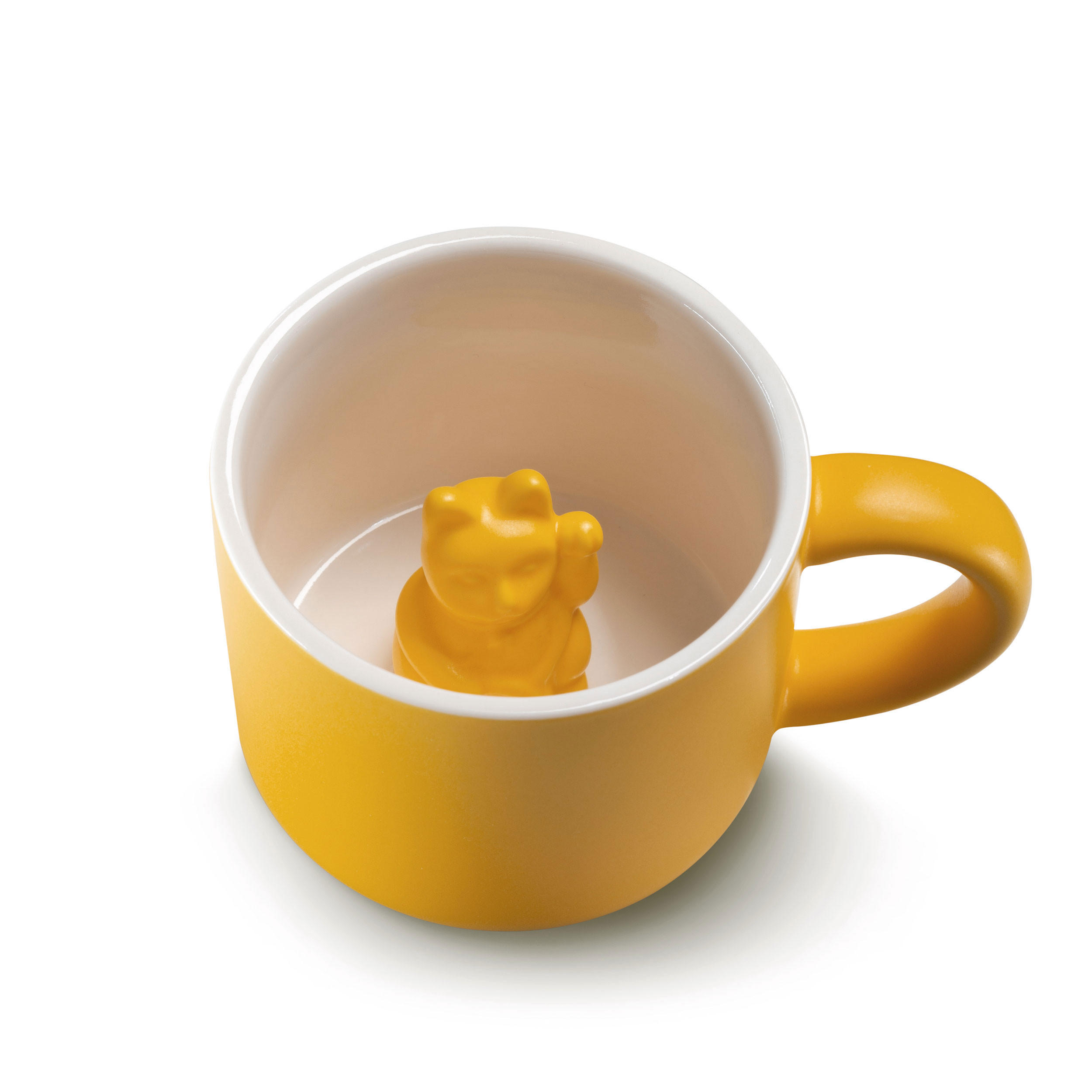 TIERTASSE Maneki Neko, Katze, Porzellan, Gelb, 150 ml - Gelb, Keramik (0.15L) - Donkey Products