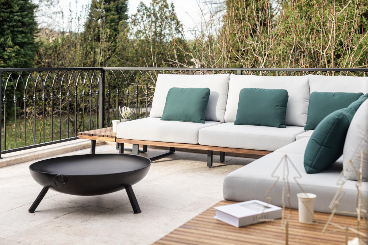 FEUERSCHALE BOMBE Schwarz Ø 79 cm 26 kg aus Stahl 4 mm - Schwarz, Metall (79/30/79cm) - The Favilla