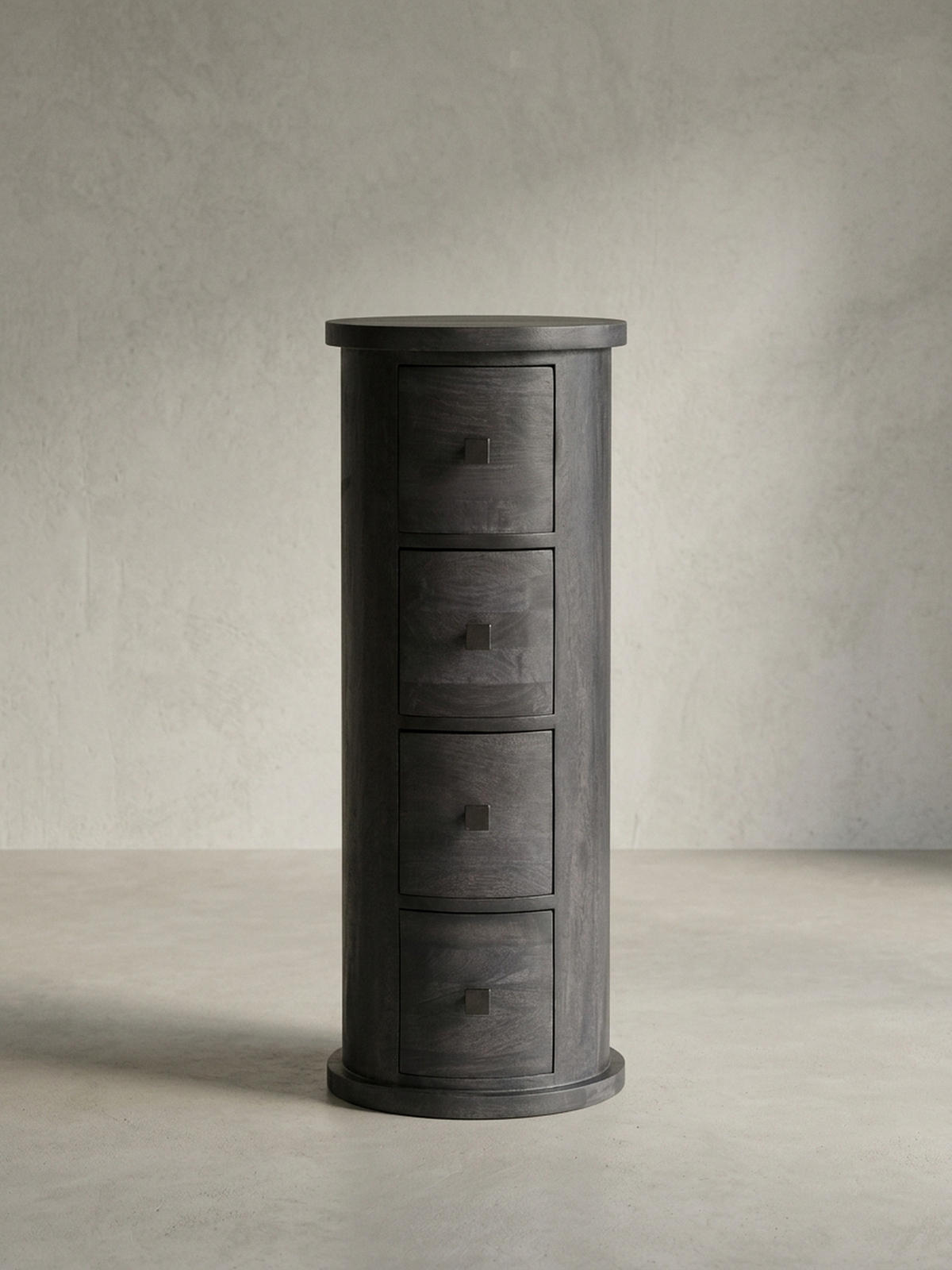 KOMMODE – Mango Massivholz, 34x85x34 cm, 4 Schubladen, schmal, schwarz - Schwarz, Holz (34/85/34cm) - KADIMA DESIGN