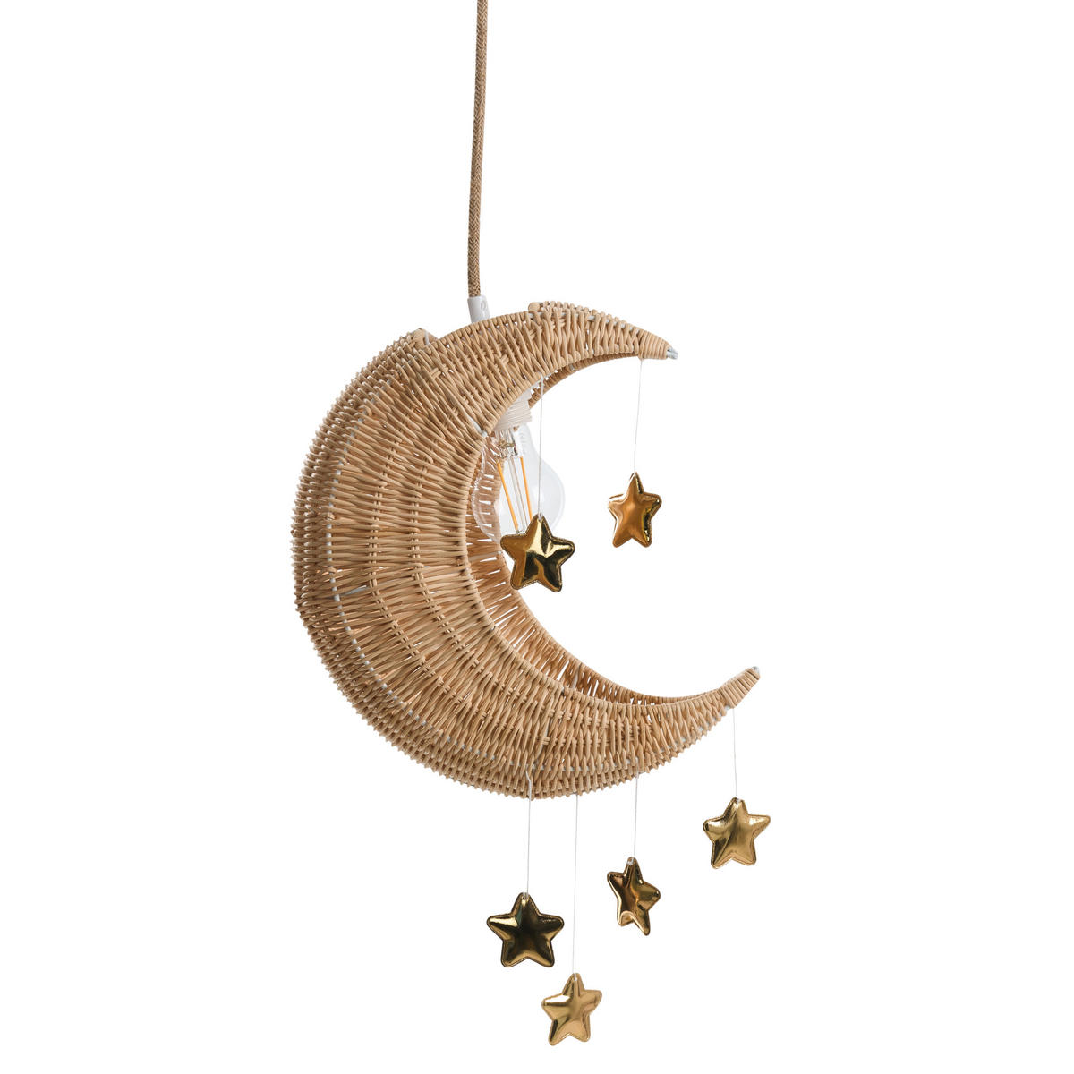 HÄNGELEUCHTE Naturfarben Orchon - Goldfarben/Naturfarben, Kunststoff (14/29/197cm) - Beliani