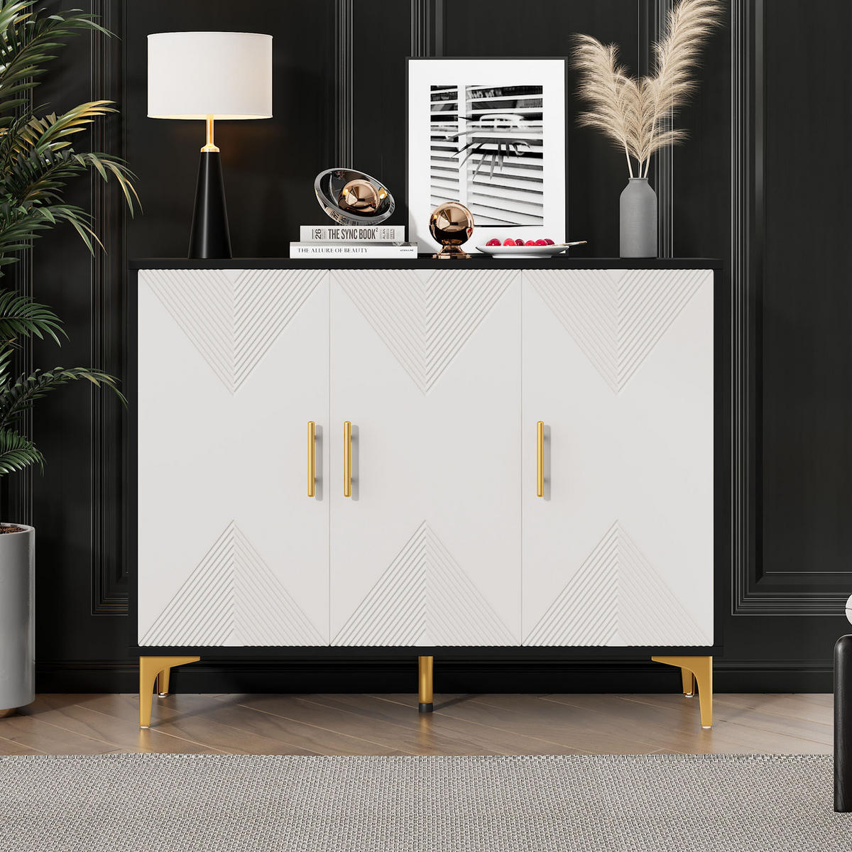 SIDEBOARD Black 120/40/88 CM - Schwarz, Holz (40/88/120cm) - Urban Meuble