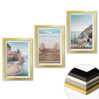 WANDBILDER 3er Set - 20x30 cm Goldrahmen - Sommerliche Strandansichten in Pastellfarben - Goldfarben, Kunststoff (20/30cm) - ArtPrintCave