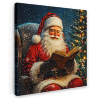 LEINWANDBILD Weihnachtsmann - Weihnachten - Winter - Weihnachtsbaum 50x50 cm - Bordeaux, Textil (50/50cm) - MuchoWow
