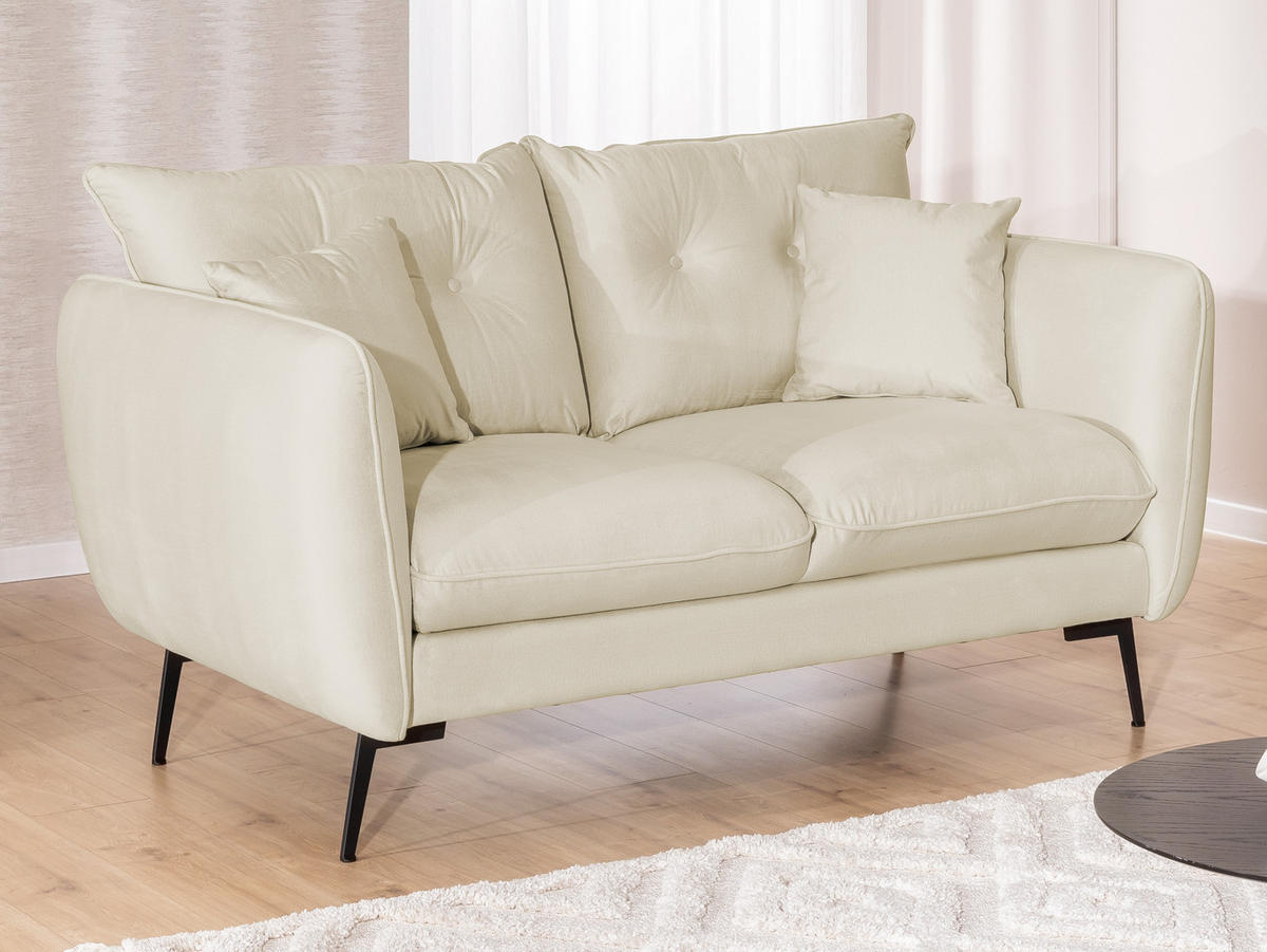 SITZGARNITUR 2+1 Nordloft Beige Samt - Beige/Schwarz, Holz/Textil (133/86/59cm) - S-Style Möbel