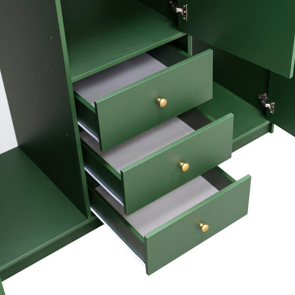 DREHTÜRENSCHRANK Solea Lux mit 3 Türen und 3 Schubladen, Grün - Goldfarben/Grün, Holzwerkstoff (150/200/57.5cm) - Beautysofa