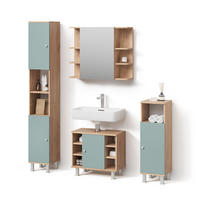 BADMÖBEL-SET Fucino Grün 4 Teile - Honigeiche/Grün, Holzwerkstoff (60/54/32cm) - Livinity®