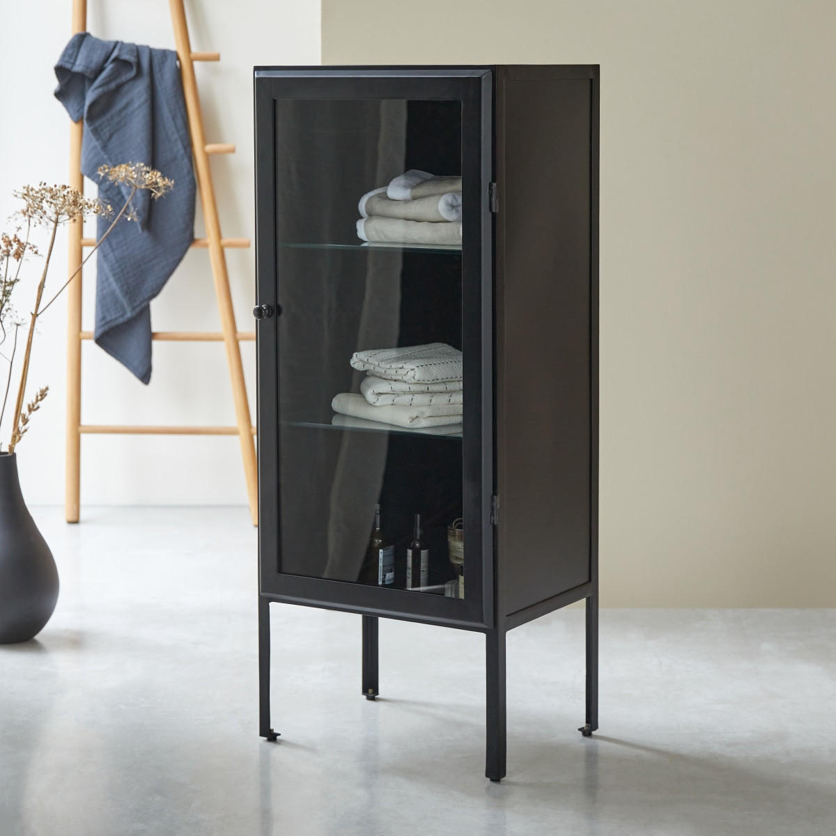 HOCHSCHRANK Lison Schwarz aus Metall - Schwarz, Metall (50/120/35cm) - Tikamoon