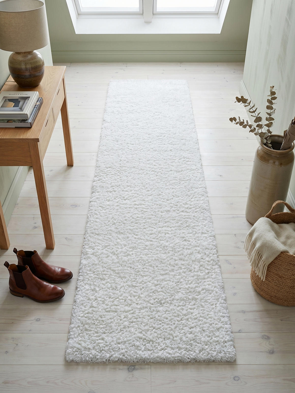 TEPPICH Hochflor Shaggy Uni Style Polypropylen Wohnzimmer Weiß Läufer 80x250 - Weiß, Textil (250/80cm) - KADIMA DESIGN