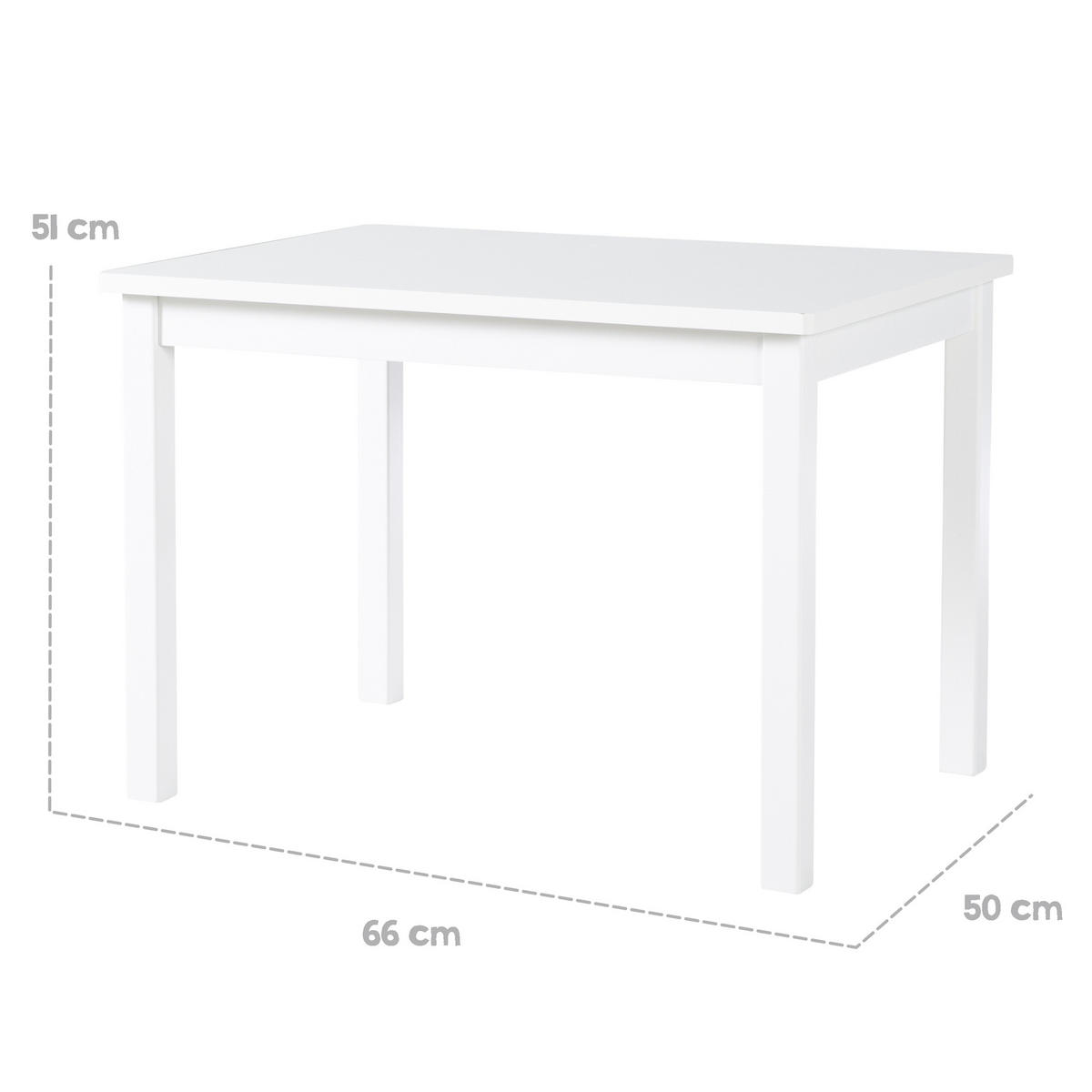 KINDERTISCH - Weiß, Holzwerkstoff (66.5/50/50cm) - Roba