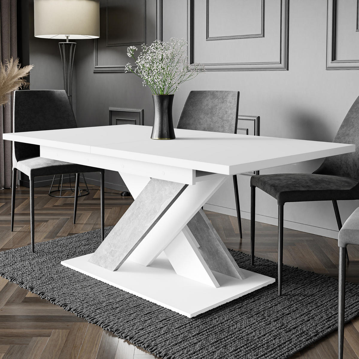 ESSTISCH Ausziehbar 140-180 cm Weiß - Weiß, Holzwerkstoff (180/80/75cm) - Home Collective