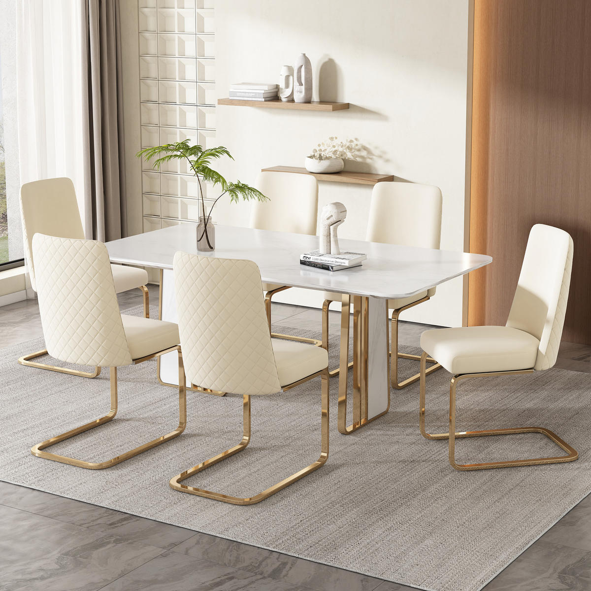 ESSZIMMERSTUHL 2er-Set Samt Beige mit Metallbeinen - Beige, Metall (45/88/52cm) - Meubliv