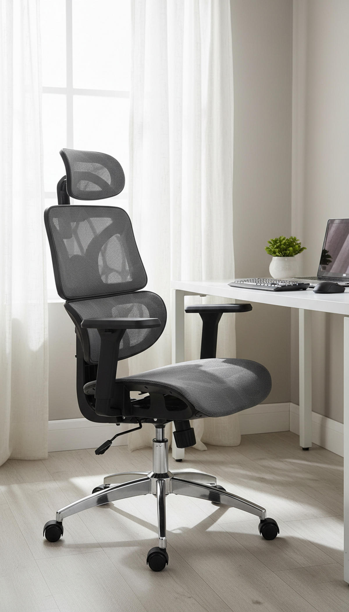 BÜROSTUHL Toren grau - Chromfarben/Grau, Kunststoff/Metall (66/126/76cm) - TPFLiving