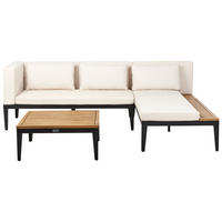 LOUNGE-SET 3-Sitzer Beige Bracciano - Hellbraun/Beige, Holz - Beliani