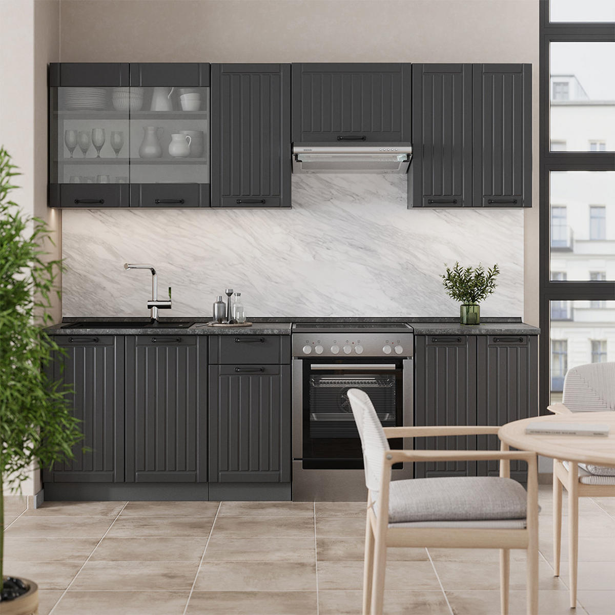 Dunkelgrau/Anthrazit, Holzwerkstoff (240/81.6/60cm) - Vicco