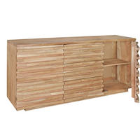 SIDEBOARD – Akazie Massivholz, 160x75x43 cm, mit Baumkante, Landhausstil - Braun, Akazienholz/Holz (160/75/43cm) - KADIMA DESIGN