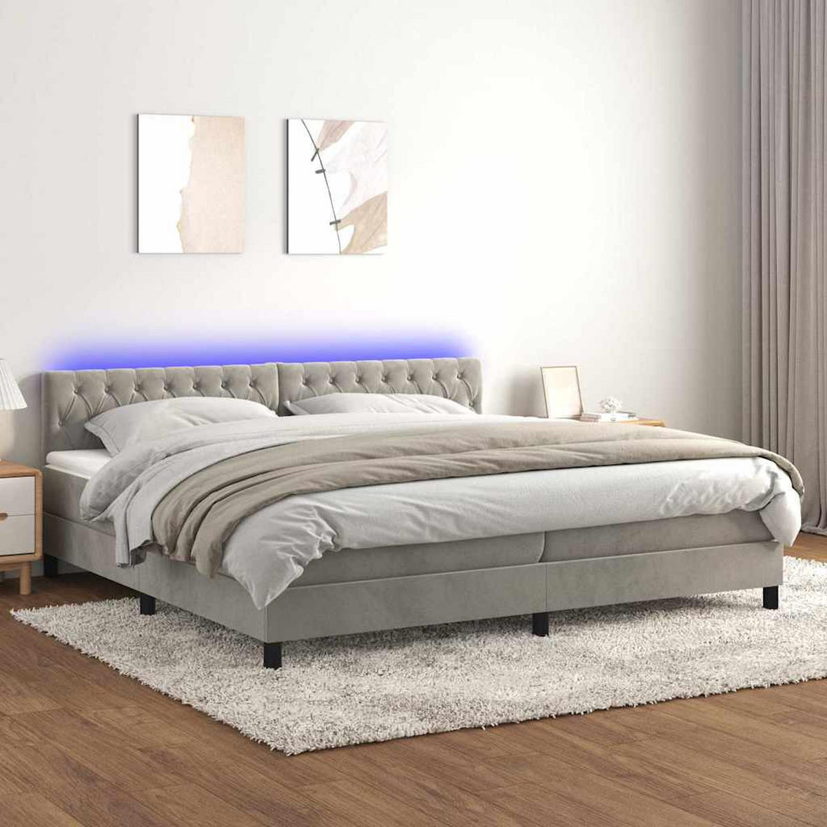 BOXSPRINGBETT 200/200 Cm Grau Samt - Grau, Textil (200/203cm) - vidaXL