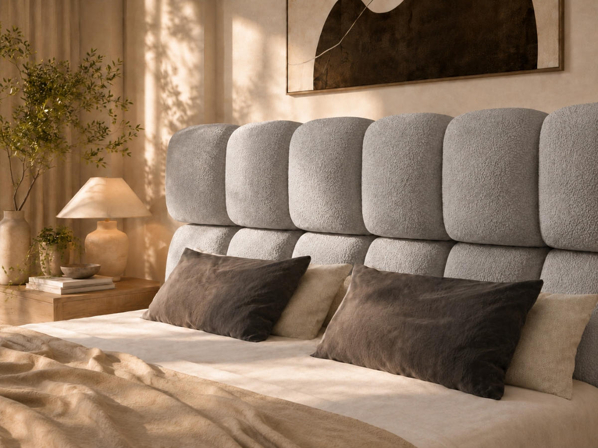 POLSTERBETT TESSA 140x200 cm in Grau, gepolstertes Kopfteil, Metalllattenrost, Bettkasten, Bouclé-Stoff - Grau, Holz/Textil (140/200cm) - EMLAR Home