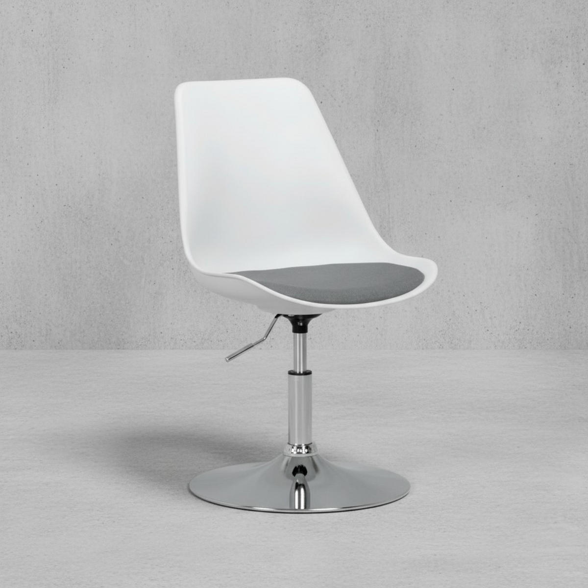 DREHSTUHL Kunstleder Trompetenfuß Chromgestell, Grau 46x46x88 cm - Silberfarben/Grau, Textil/Metall (46/88/46cm) - KADIMA DESIGN