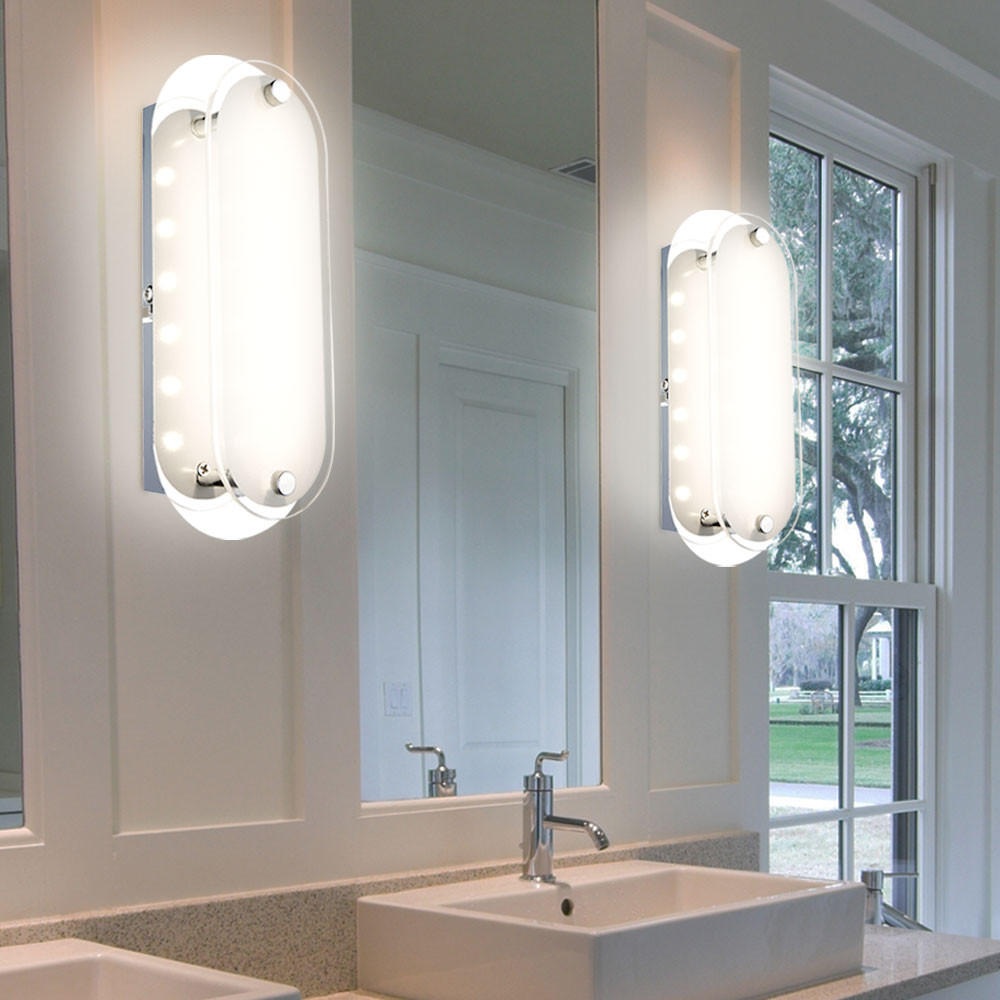 LED WANDLEUCHTE Metall Chrom Silber - Silberfarben, Glas (8/6/19cm) - Globo Lighting