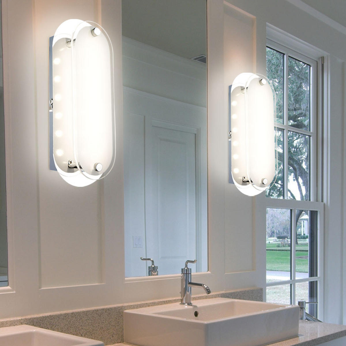 LED WANDLEUCHTE Metall Glas Silber - Silberfarben, Glas (8/6/19cm) - Globo Lighting