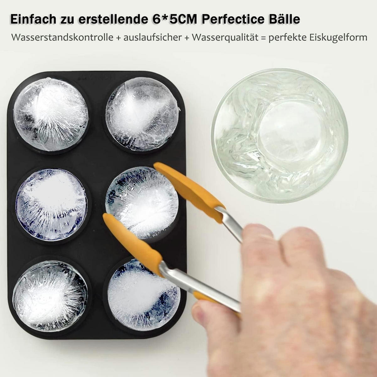 EISWÜRFELFORM 2-teiliges Set Silikon 6 Eiskugeln - Weiß, Kunststoff (11.5/5.5/17.5cm)