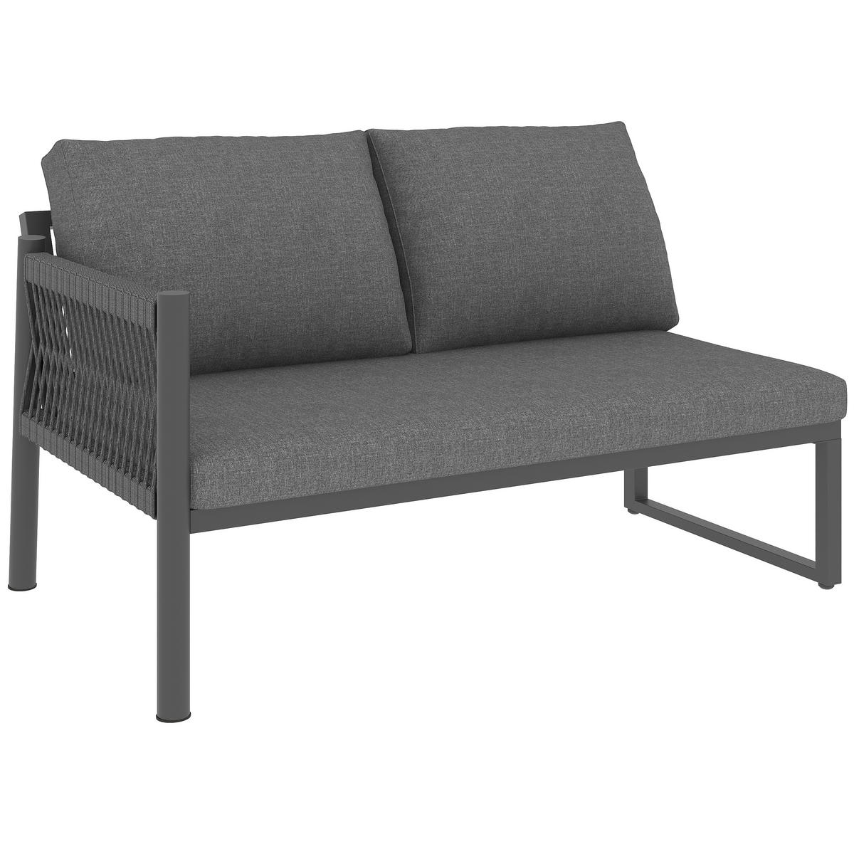 GARTENLOUNGE-SET L-förmiges Gartensofa für 7-8 Personen Outdoor Sofa mit Tisch Grau - Grau, Glas/Textil - STILVORA