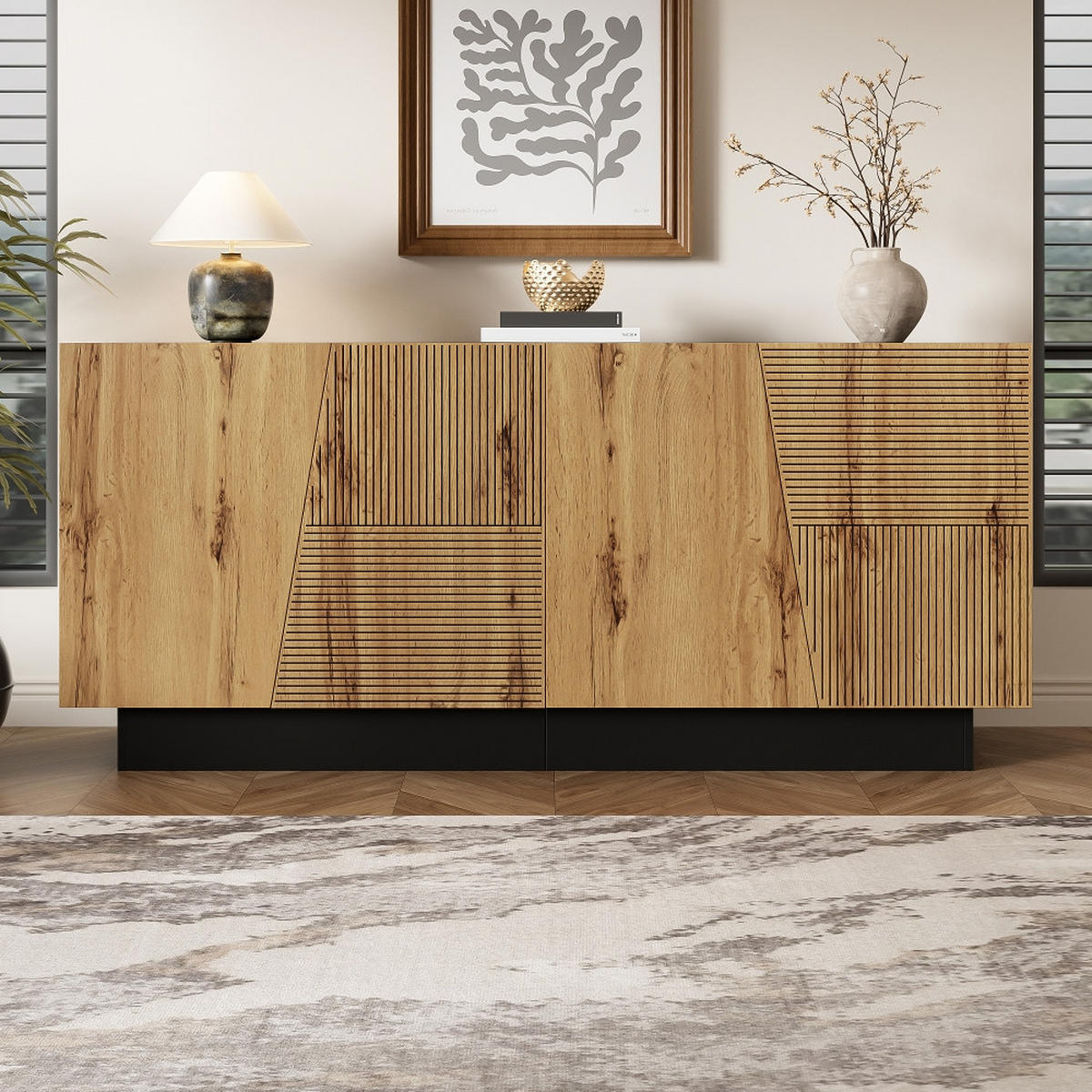 SIDEBOARD 160 cm, MODERNES DESIGN, Aufbewahrungsschrank, Schwarz-Holzfarbe, Wohnzimmer, 160/40/72 cm - Schwarz, Holzwerkstoff (40/72/160cm) - Rolipo