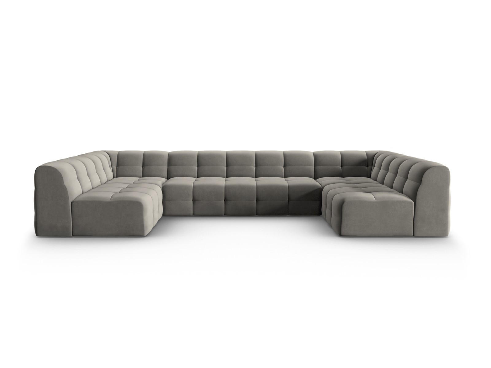 PANORAMASOFA Kendal aus Samt dunkelgrau 7 Sitzplätze - Dunkelgrau, Textil (203/79/372cm) - Micadoni