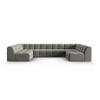 PANORAMASOFA Kendal aus Samt dunkelgrau 7 Sitzplätze - Dunkelgrau, Textil (203/79/372cm) - Micadoni