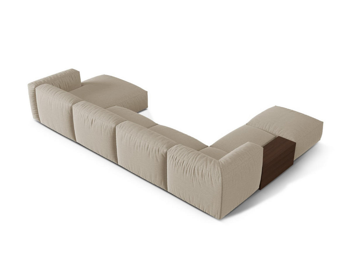 MODULARES-PANORAMASOFA links Martina aus strukturiertem Stoff leichtes beige 5 Sitzplätze - Creme, Textil (280/75/406cm) - Micadoni