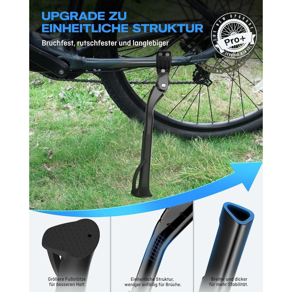 FAHRRADSTÄNDER höhenverstellbar mit gepunkteten Gummifüßen - Schwarz, Metall (1/1/40.5cm)