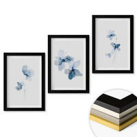 WANDBILDER 3er-Set - 20x30 cm Schwarzer Rahmen - Blaue Blumen - Schwarz, Kunststoff (20/30cm) - ArtPrintCave
