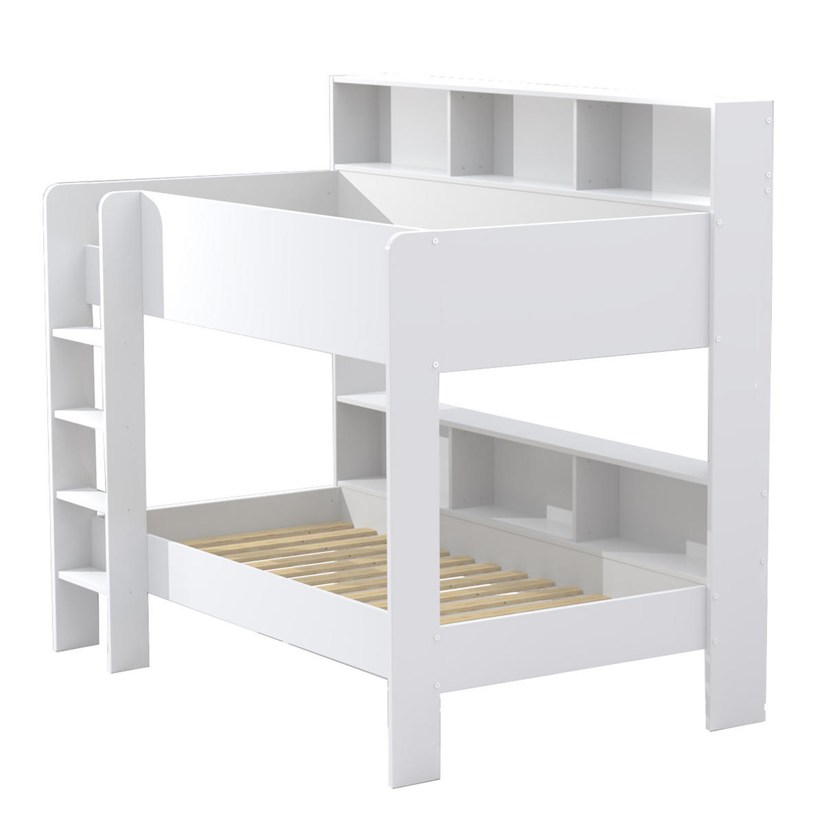 ETAGENBETT LUCKY / Kinderbett 90x190+2 Lattenrosten+ Ablage/ Weiß - Weiß, Holz (90/190cm) - Weber Industries
