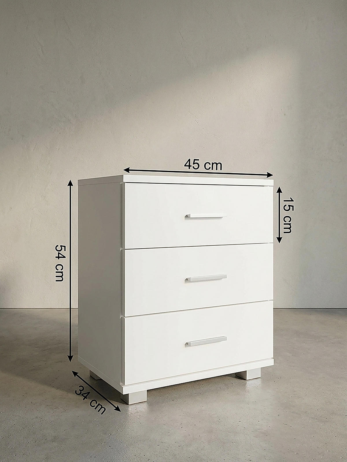 NACHTKONSOLE Holz mit 4 Standfüßen ANAPO, Weiß 45x34x54 cm - Silberfarben/Weiß, Holz/Kunststoff (45/54/34cm) - KADIMA DESIGN