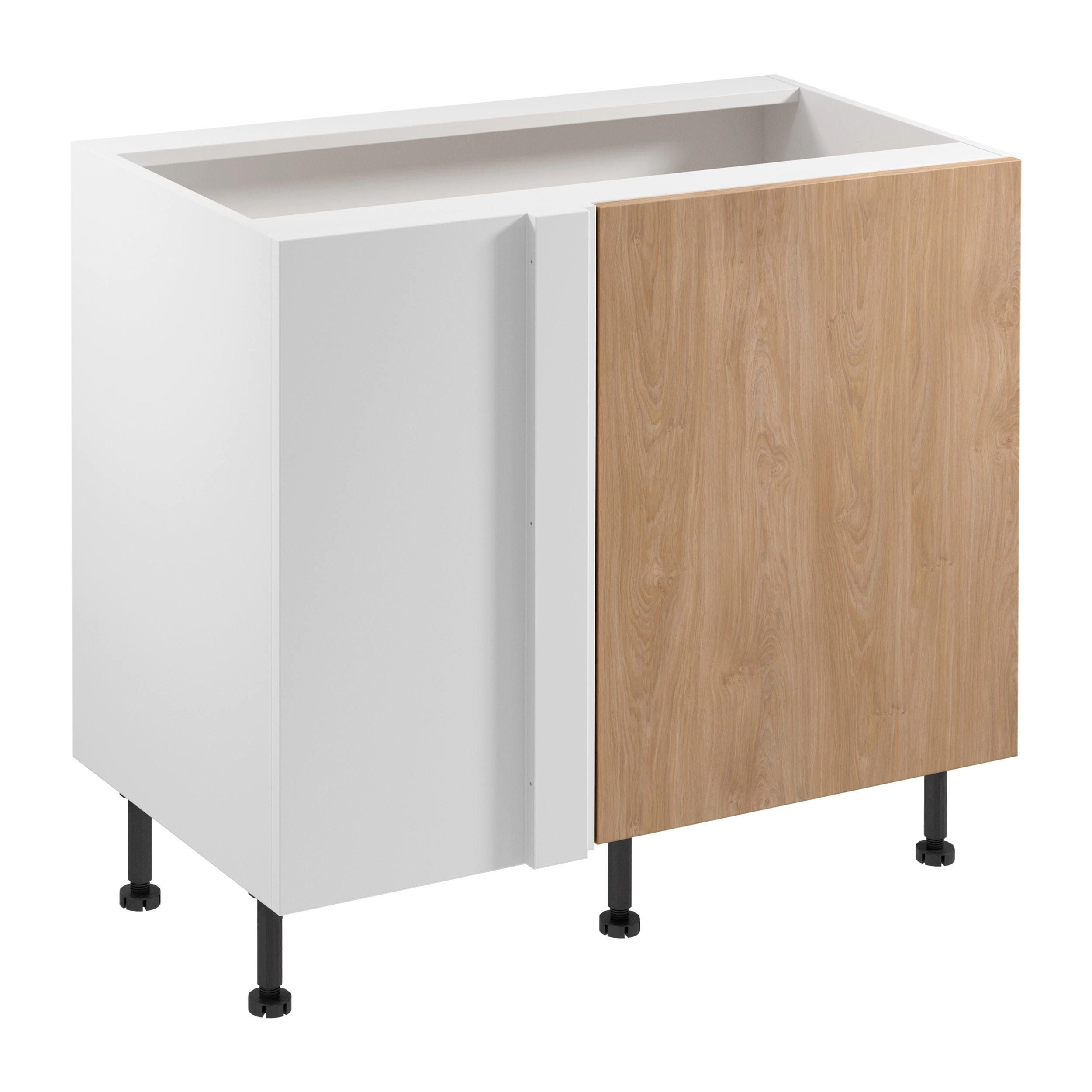 ECKUNTERSCHRANK D100N P/L – Sorento Weiß Sonoma Eiche – Gerade mit Blindteil – Weiß / Sonoma Eiche - Weiß/Sonoma Eiche, Holzwerkstoff (100/87/56cm) - ROYAL24_MARKT