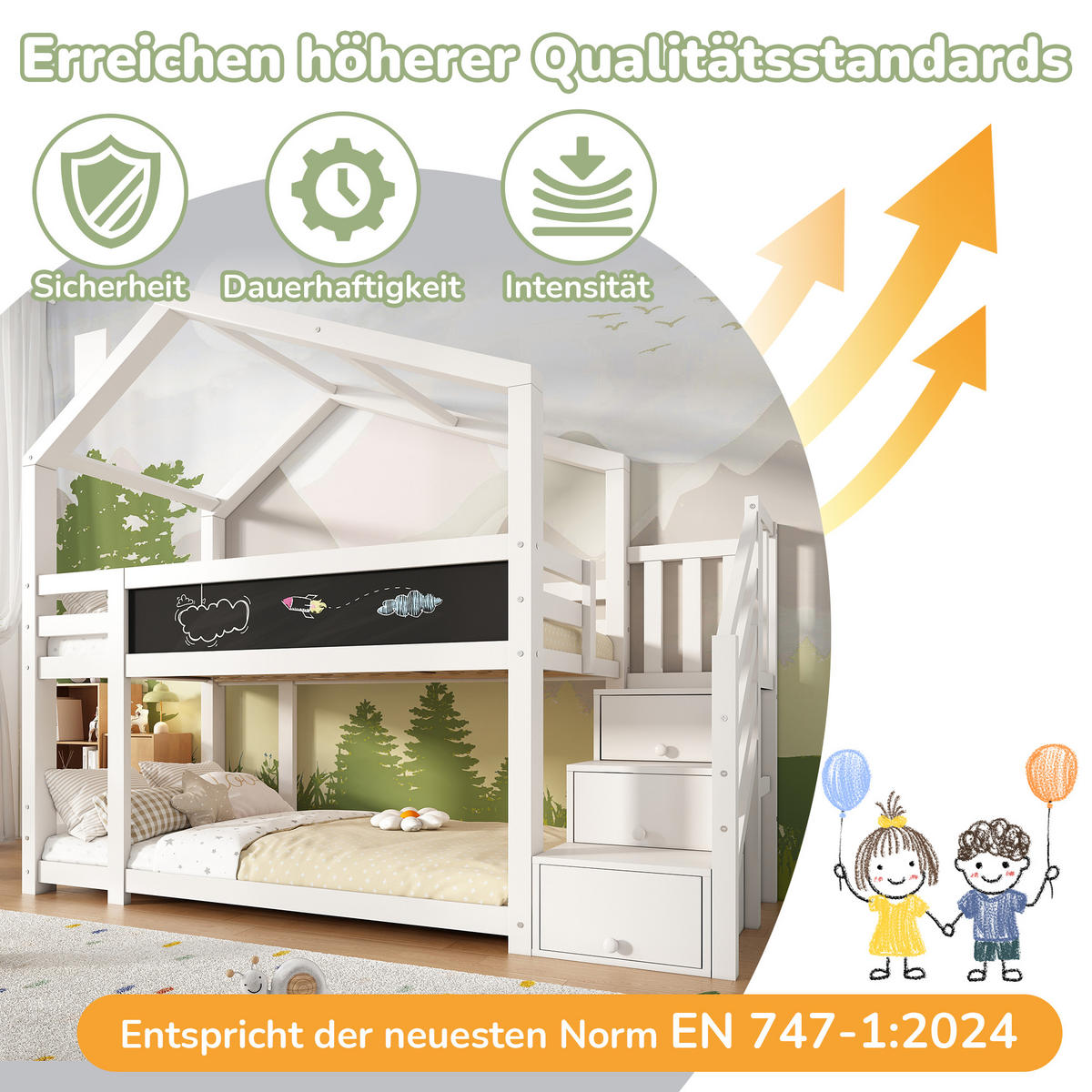 ETAGENBETT Baumhaus Weiß 90x200 cm - Weiß, Holz (90/200cm) - ComfortXL