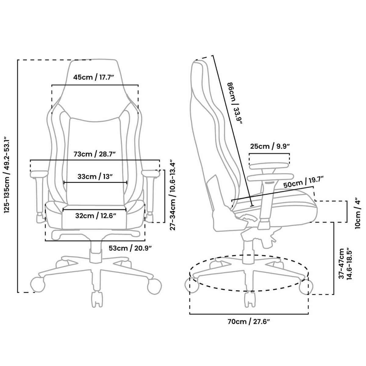 GAMINGSTUHL Vernazza Soft Fabric™ Hellgrau - Hellgrau/Schwarz, Textil/Metall (68/135/50cm) - Arozzi