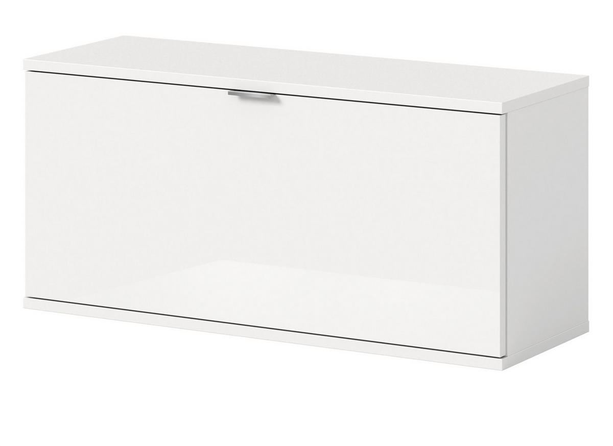 SCHUHSCHRANK weiß Hochglanz 91 cm, Kommode hängend, Flur- und Dielenmöbel - Chromfarben/Weiß Hochglanz, Holzwerkstoff/Kunststoff (91/43/34cm) - Inn.Furn