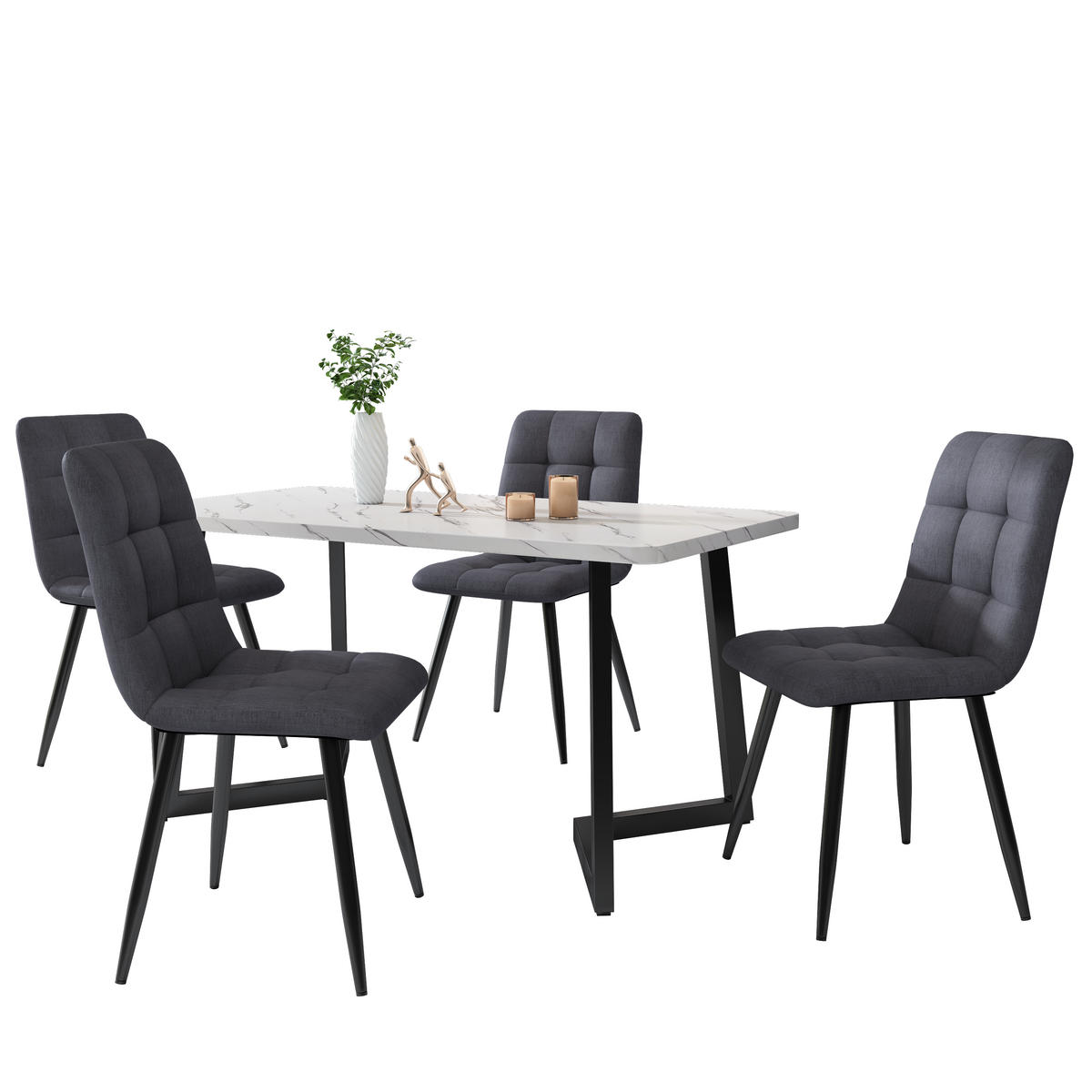 POLSTERSTUHL mit Rückenlehne stabil Grau 41x44x86 cm Textil 4er-Set - Grau, Textil (41/86/44cm) - SONNENH