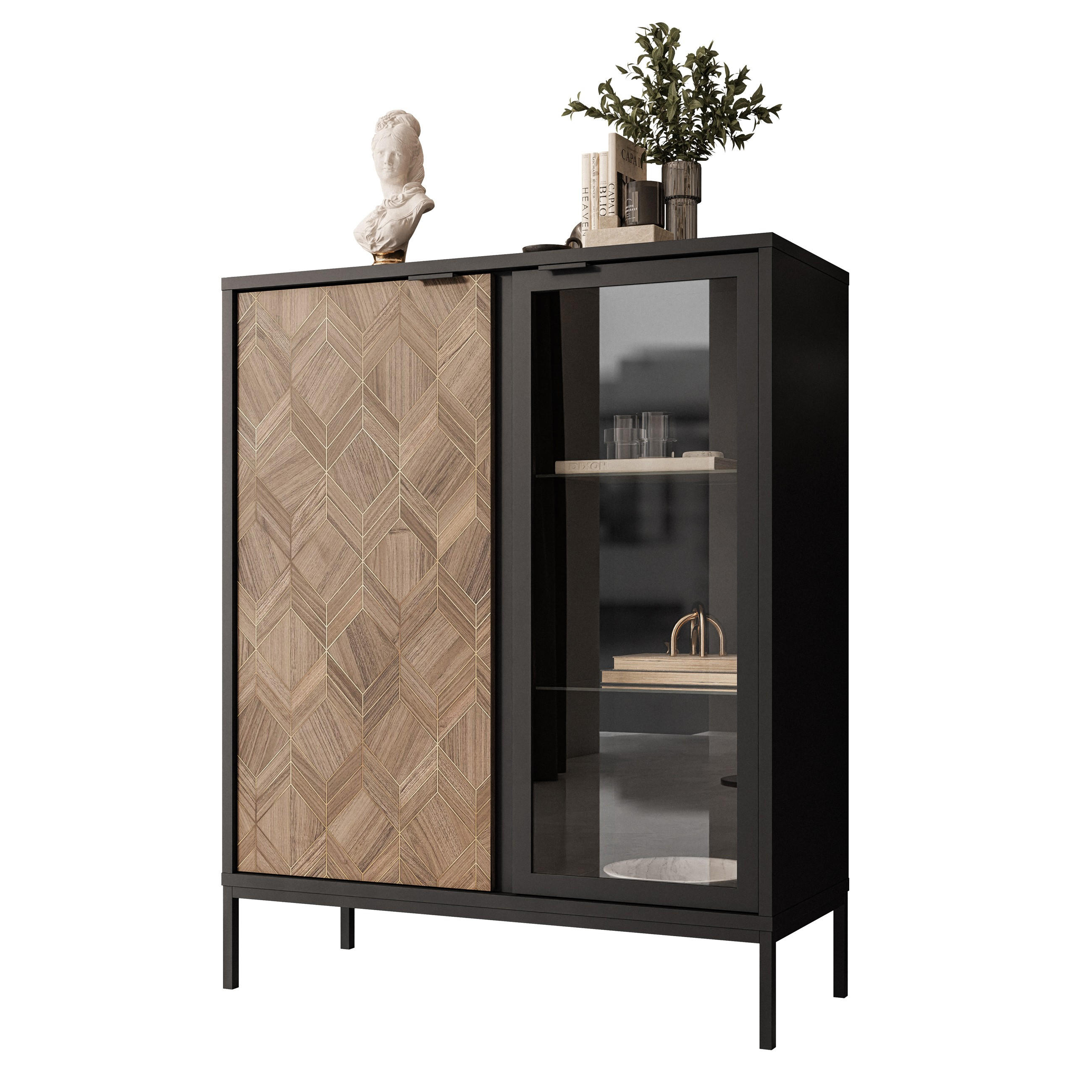 Lookway Vitrine Schwarz 101x124x41 cm