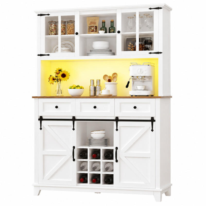 HOCHSCHRANK mit LED 105 x 38,4 x 180 cm MDF Weiß - Weiß, Holzwerkstoff (38.4/180/105cm) - Meubliv