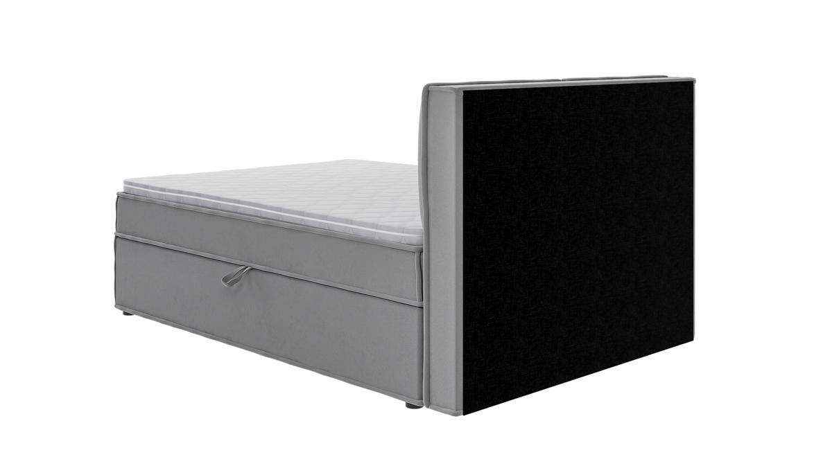 BOXBETT Eclipse 140/200 cm Grau Luxusmicrofaser - Schwarz/Grau, Holz/Kunststoff (140/200cm) - S-Style Möbel