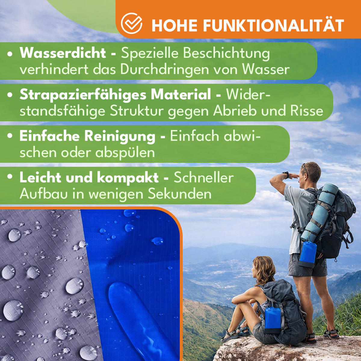 PICKNICKDECKE Wasserdicht 210x200cm, Dunkelblau - Dunkelblau, Textil (200/210cm) - KRUMAD