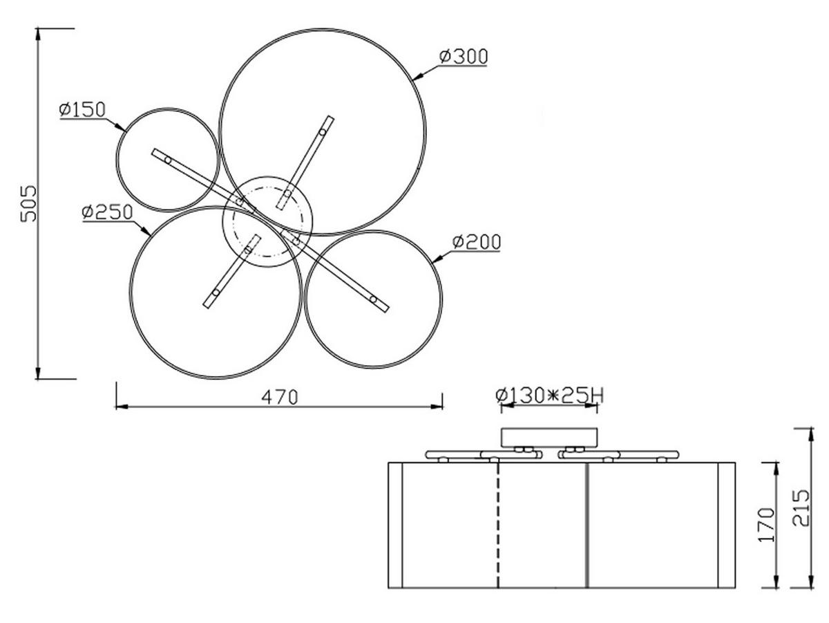LED-DECKENLAMPE 4x Stoff Lampenschirm Schwarz, Weiß, Grau, Breite 50cm - Schwarz Hochglanz/Weiß, Textil (47/50/21cm) - meineWunschleuchte