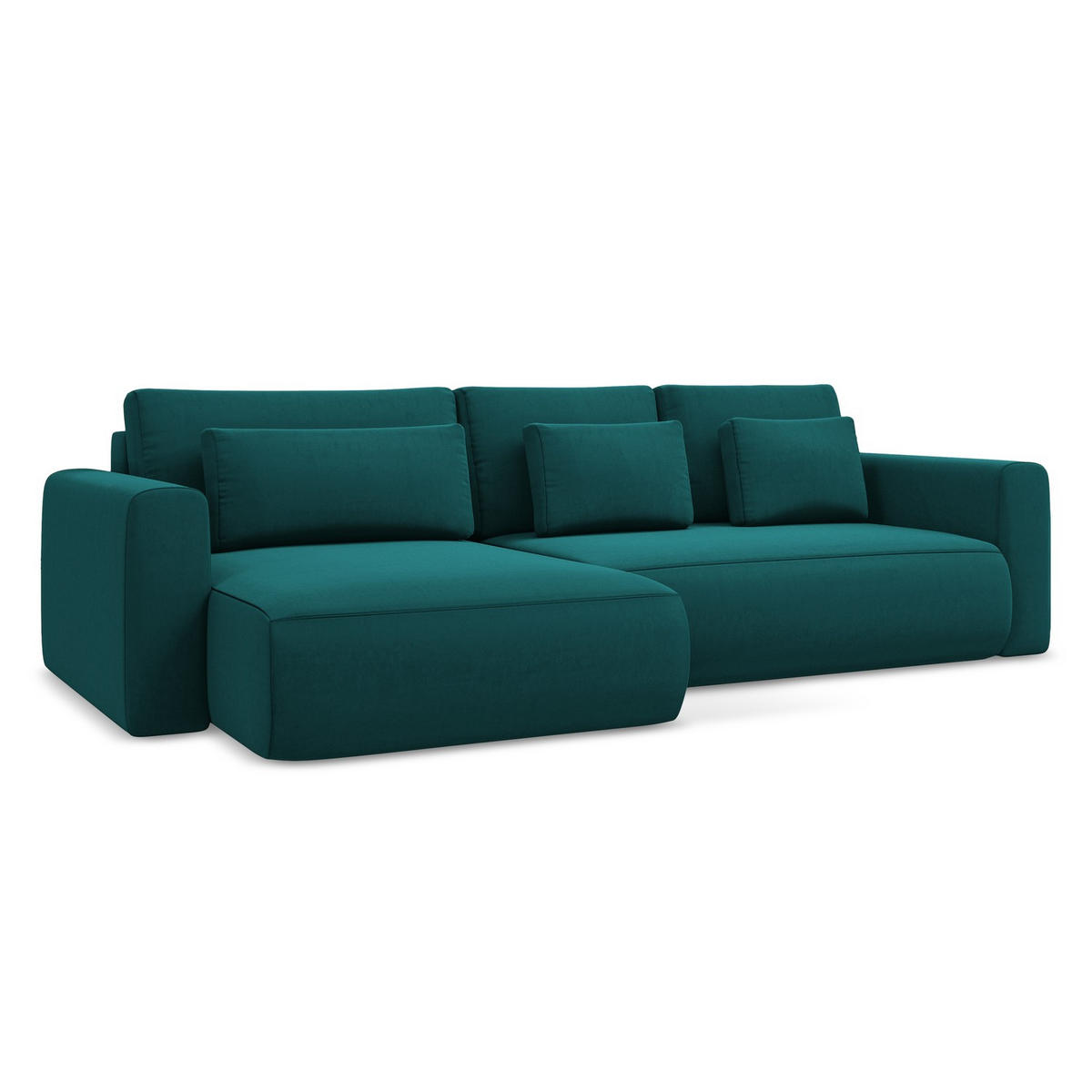 ECKSOFA mit Schlaffunktion Samt Stoff Blau - Blau/Petrol, Kunststoff/Textil (149/278cm) - LaMiaSofa