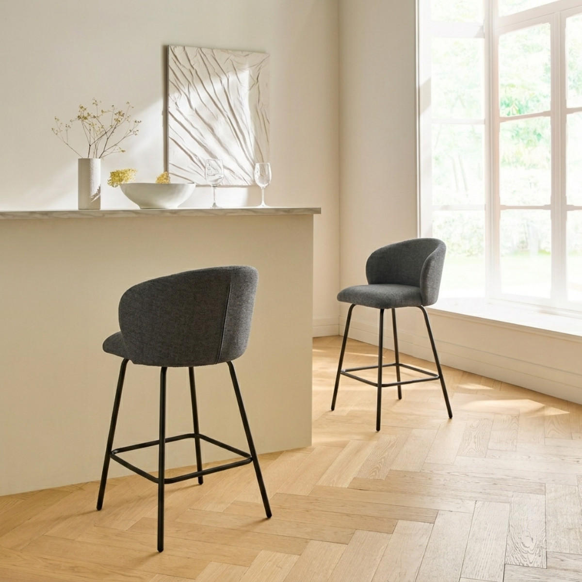 HOCKER 2er-set 89/53/50 cm - Anthrazit, Holzwerkstoff (50/89/51cm) - Calicosy