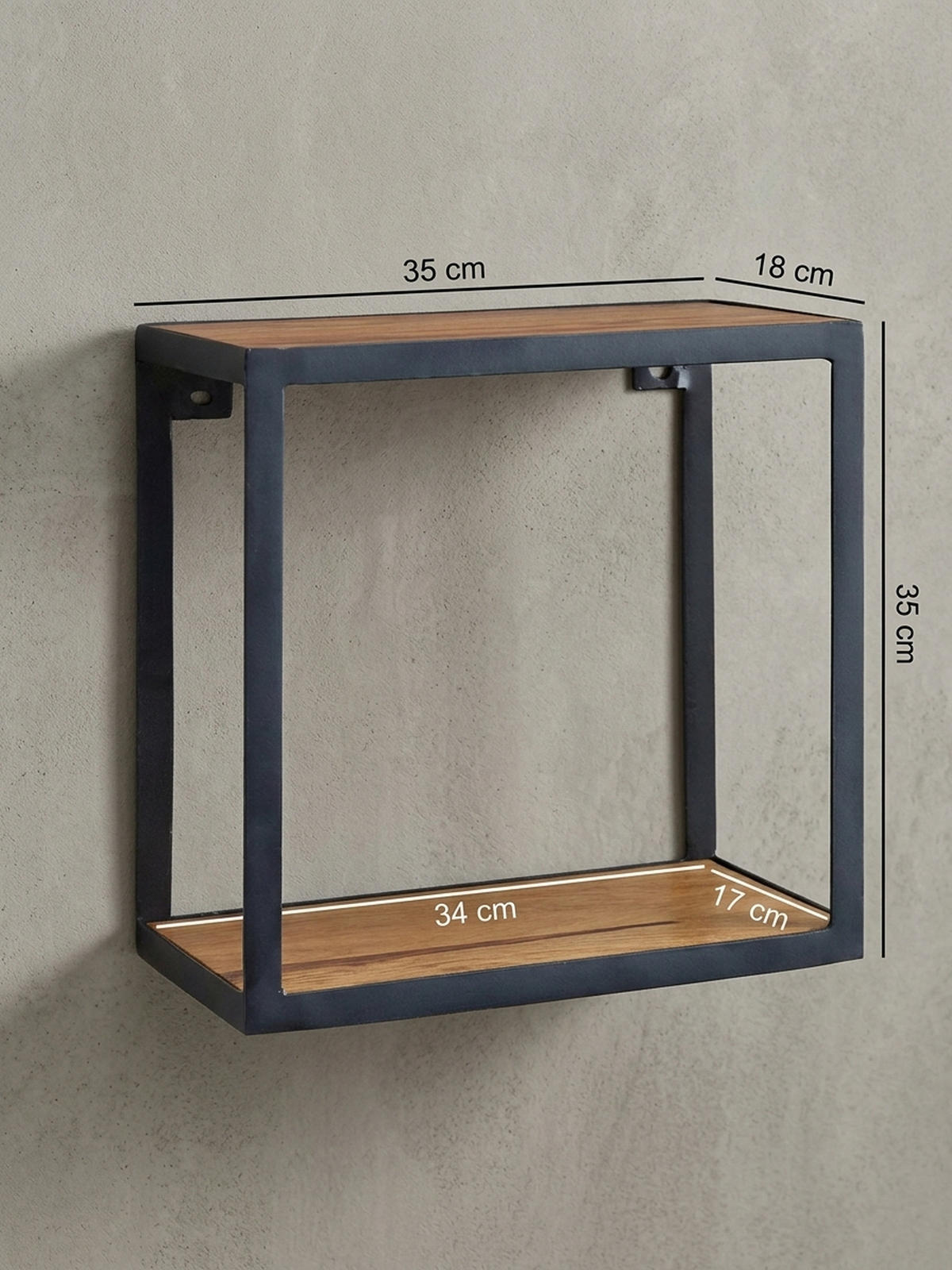 WANDREGAL Holz Metall Modern Stil 35x35x18 cm - Schwarz, Holz/Metall (35/35/18cm) - KADIMA DESIGN