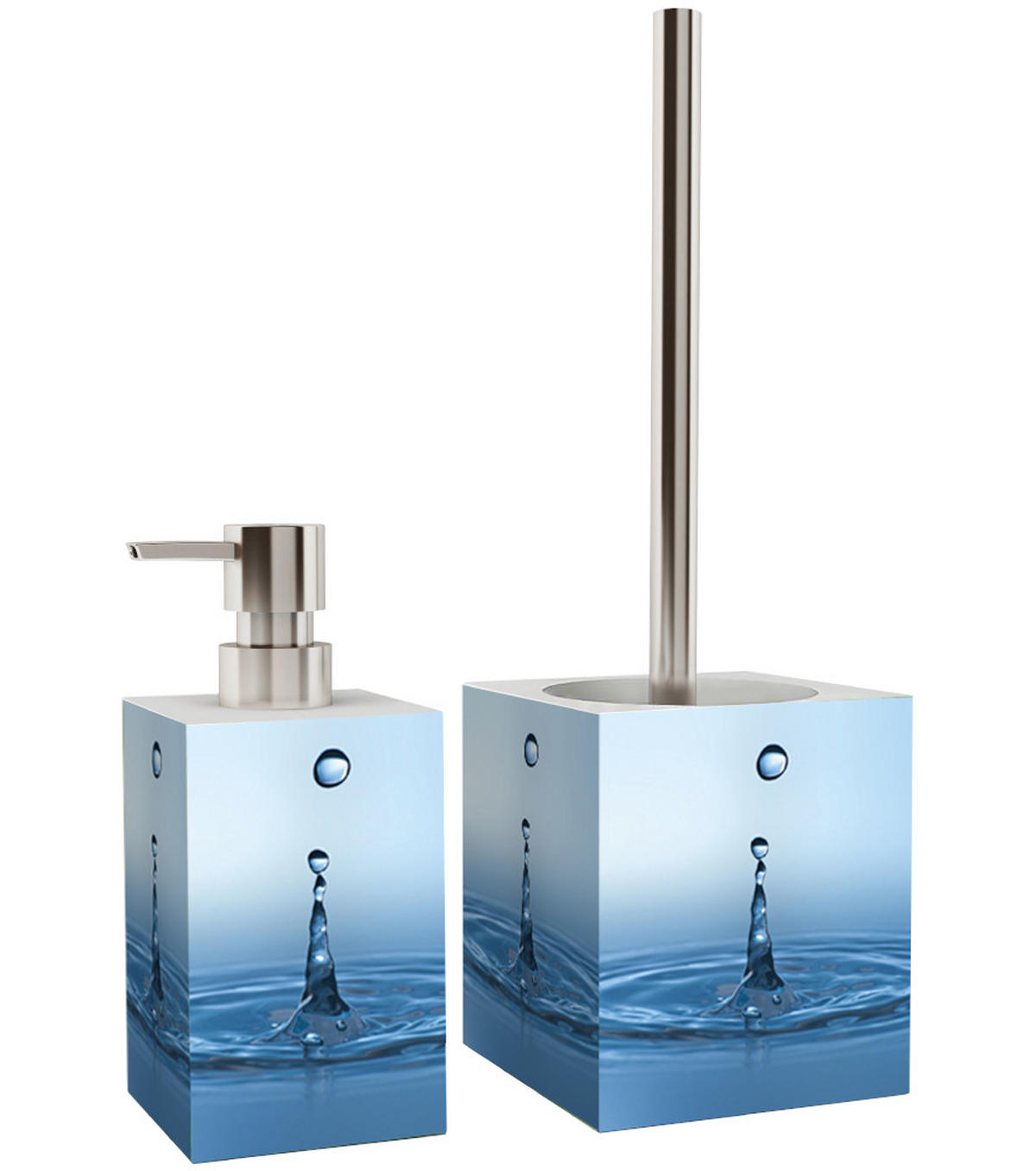 BADEZIMMER Set Tropfen - Blau, Kunststoff (7/17/7cm) - Sanilo