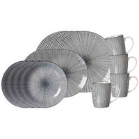 KOMBISERVICE Takeo Stripes schwarz-weiß 16er Set - Schwarz/Weiß, Keramik (1/1/1cm) - Ritzenhoff Breker